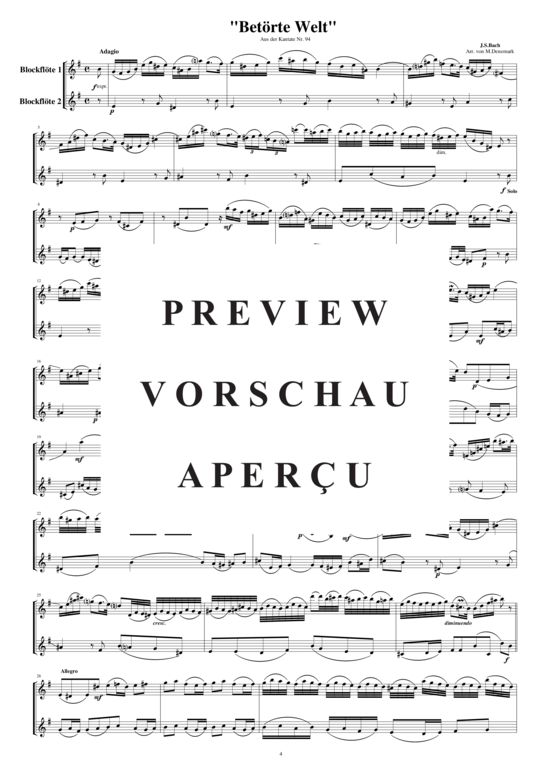 Product gallery: Page 2 of 3 Arie aus der Kantate Nr.94 für zwei Blockflöten, , 