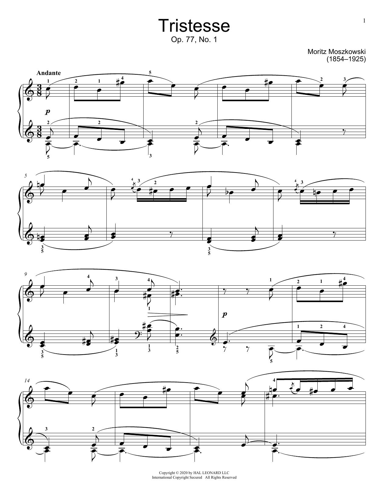 Product picture to: Tristesse, Op. 77, No. 1