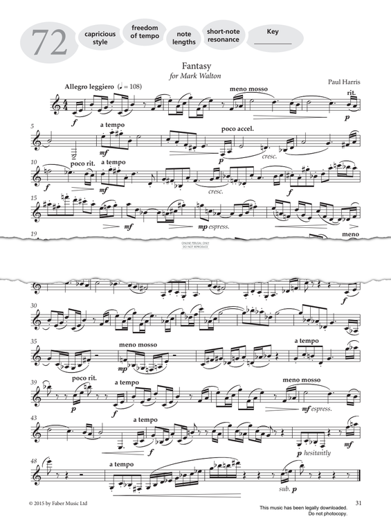 Product gallery: Page 1 of 1 Study No.72 'Fantasy' (from 'More Graded Studies For Clarinet Book Two'), Paul Harris