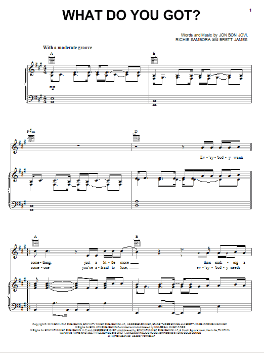 Produktgalerie: Seite 1 von 1 What Do You Got?, Bon Jovi, Gesang, Gitarre, Klavier