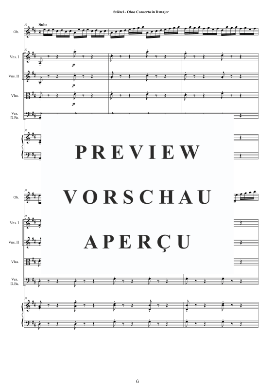 Produktgalerie: Seite 7 von 11 Oboen Konzert in D-Dur, , Oboe Solo, Streicherensemble und Cembalo BC