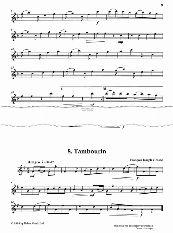 Product gallery: Page 1 of 1 Tambourin, Francois Gossec