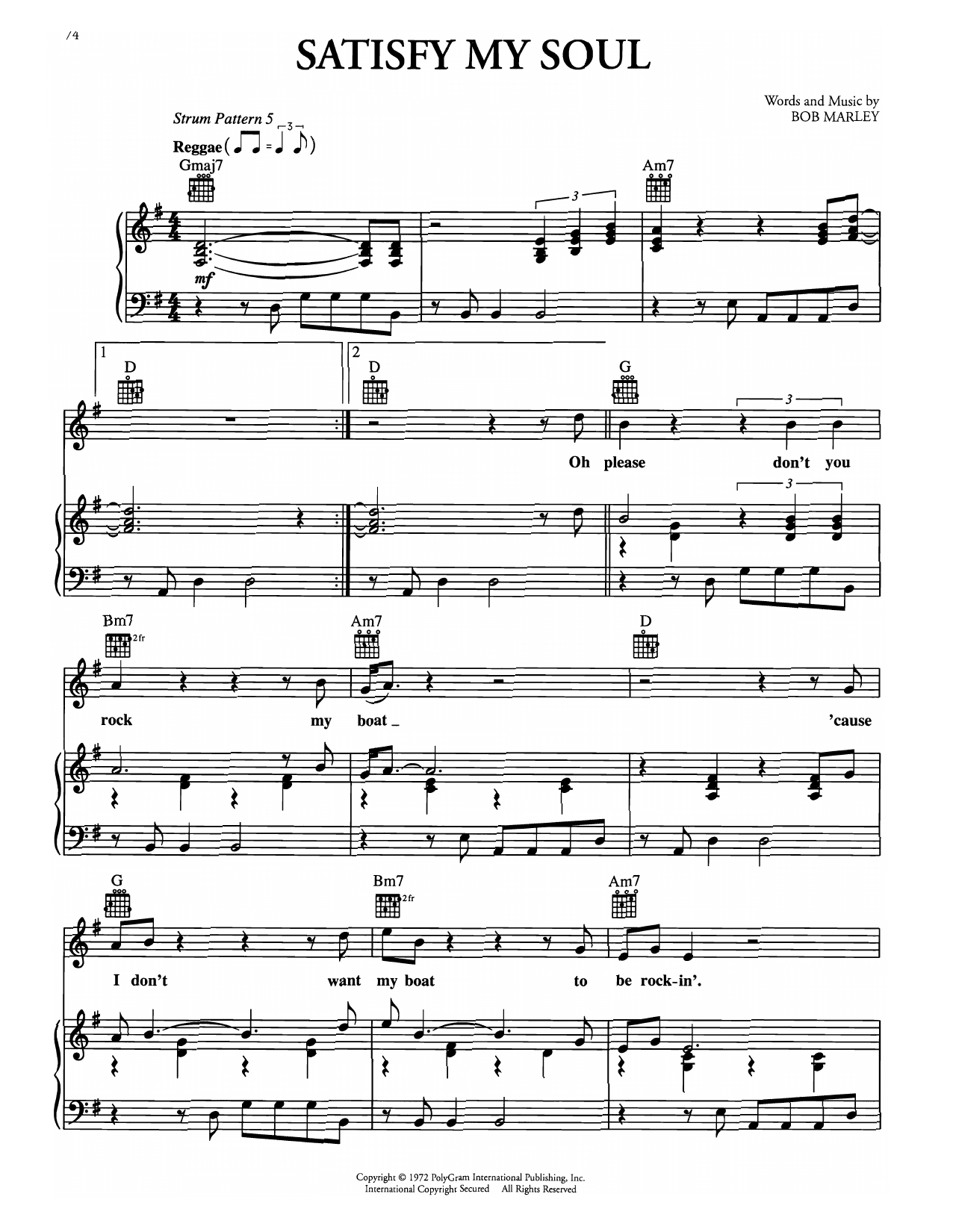 Produktgalerie: Seite 1 von 1 Satisfy My Soul, Bob Marley, Gesang, Gitarre, Klavier
