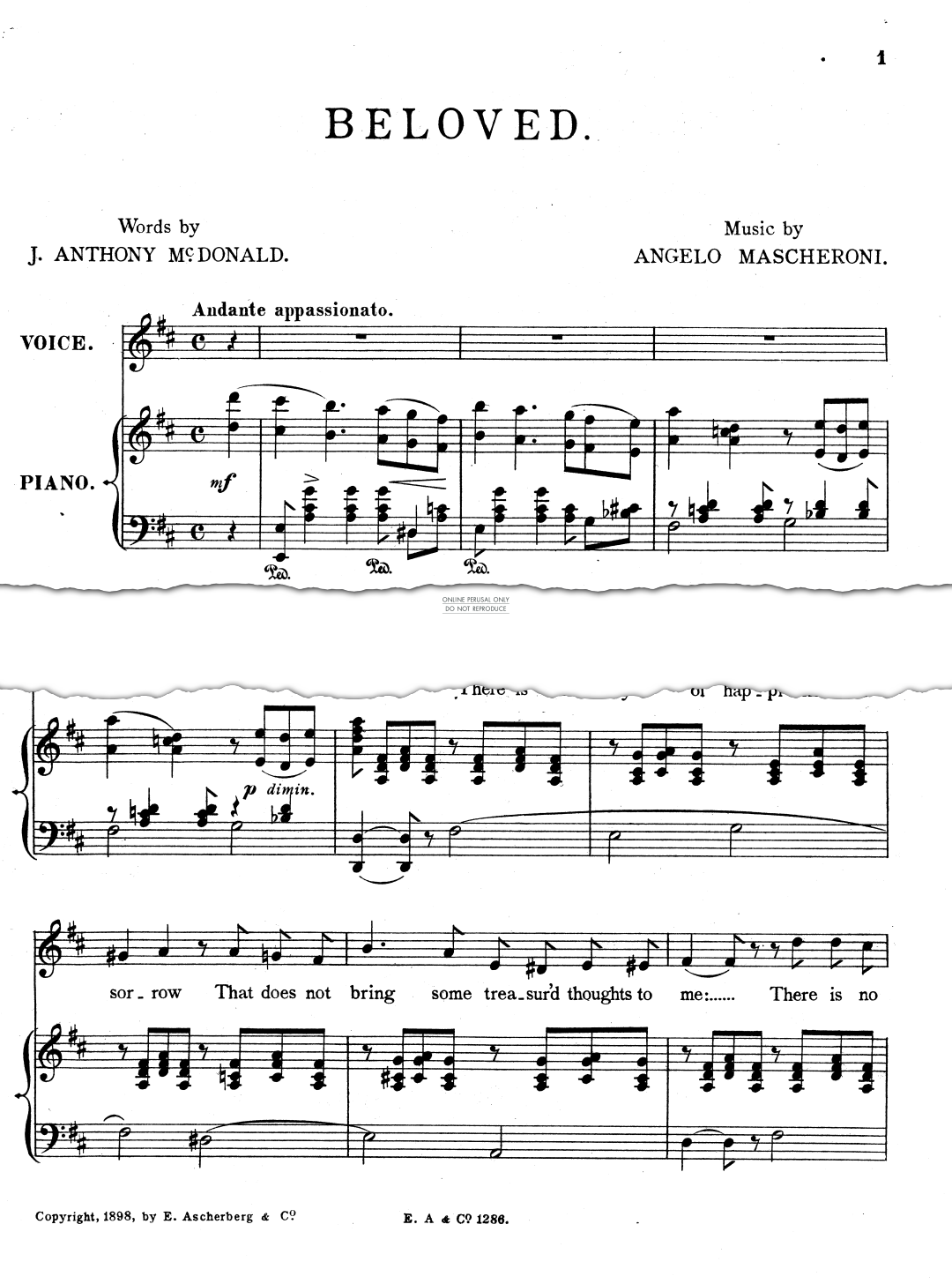 Produktgalerie: Seite 1 von 1 Beloved, Angelo Mascheroni, Gesang, Klavier