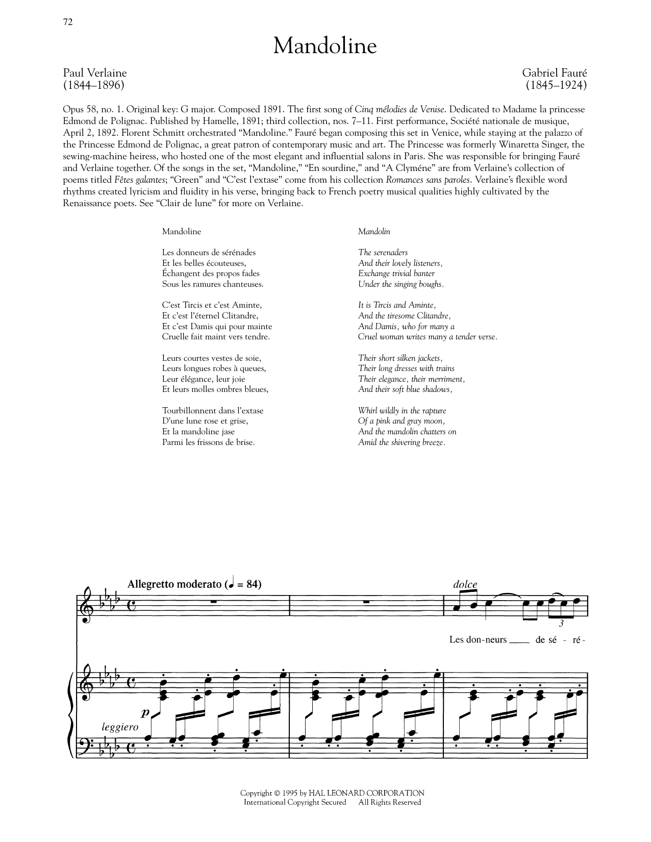 Produktgalerie: Seite 1 von 1 Cinq Melodies De Venise: Mandoline (High Voice), Gabriel Fauré, Gesang, Klavier