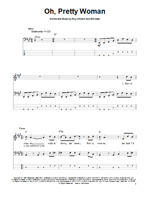 Produktgalerie: Seite 1 von 1 Oh, Pretty Woman, Roy Orbison, E-Bass