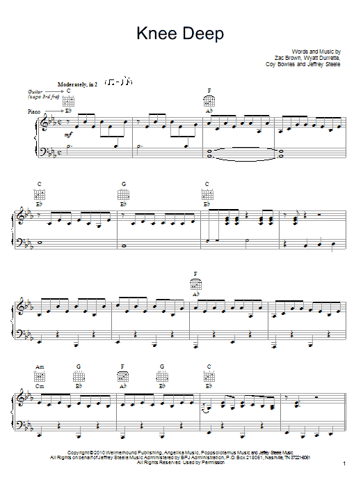 Produktgalerie: Seite 1 von 1 Knee Deep, Zac Brown Band, Gesang, Gitarre, Klavier