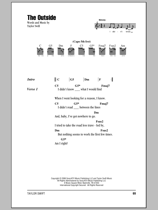 Produktgalerie: Seite 1 von 1 The Outside, Taylor Swift, Gitarre