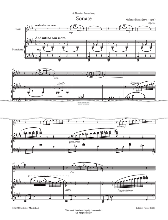 Produktgalerie: Seite 1 von 1 Sonata for Flute and Piano in C-sharp minor Op. 64, Melanie Helene Bonis, Klavier