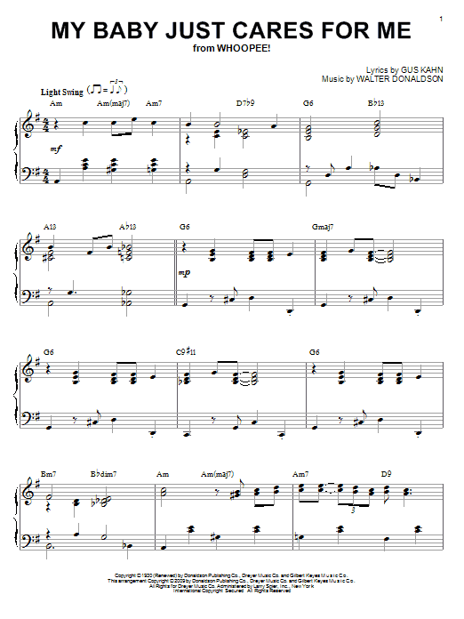 Product gallery: Page 1 of 1 My Baby Just Cares For Me (arr. Brent Edstrom), Nina Simone