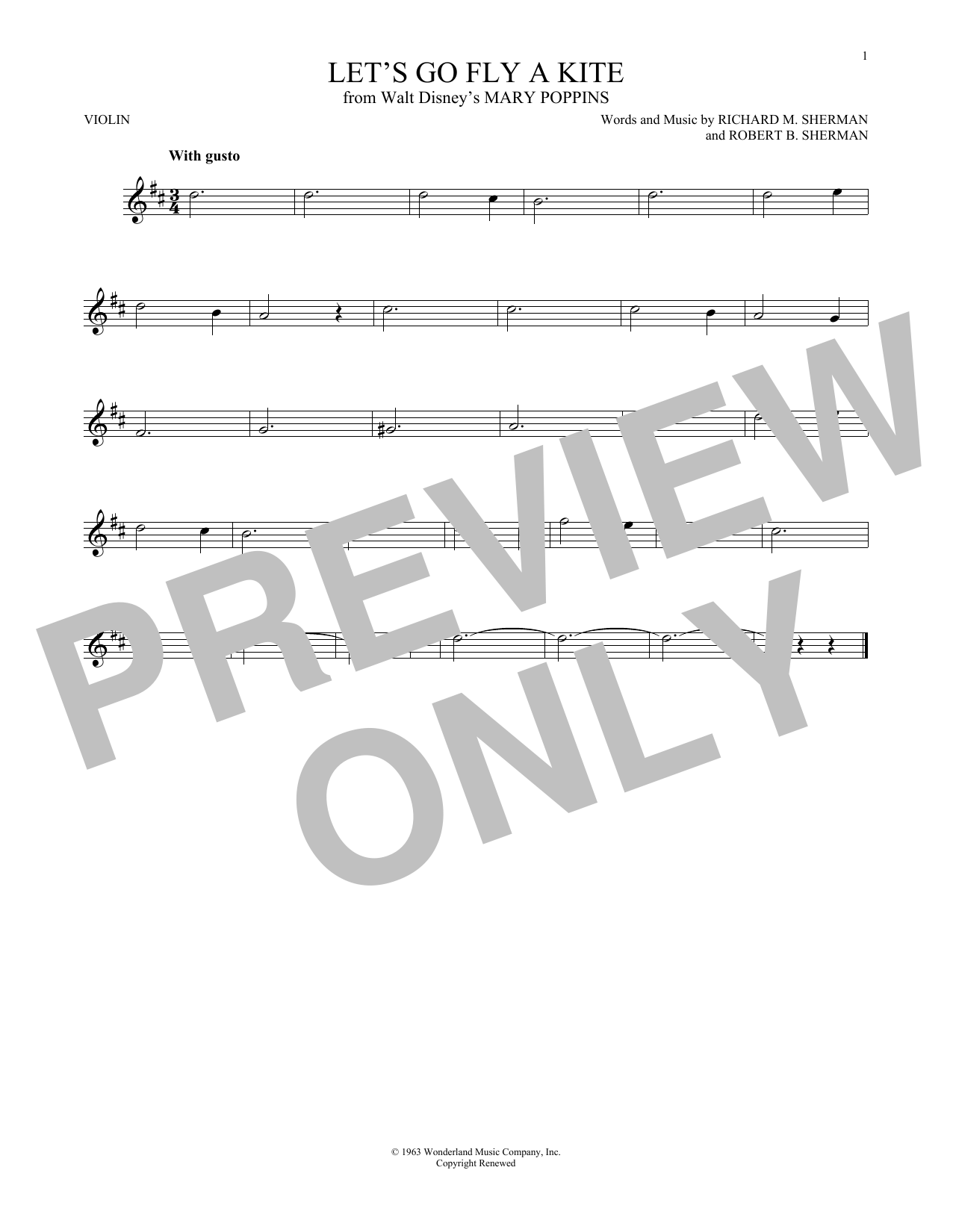 Product gallery: Page 1 of 1 Let's Go Fly A Kite (from Mary Poppins), Sherman Brothers