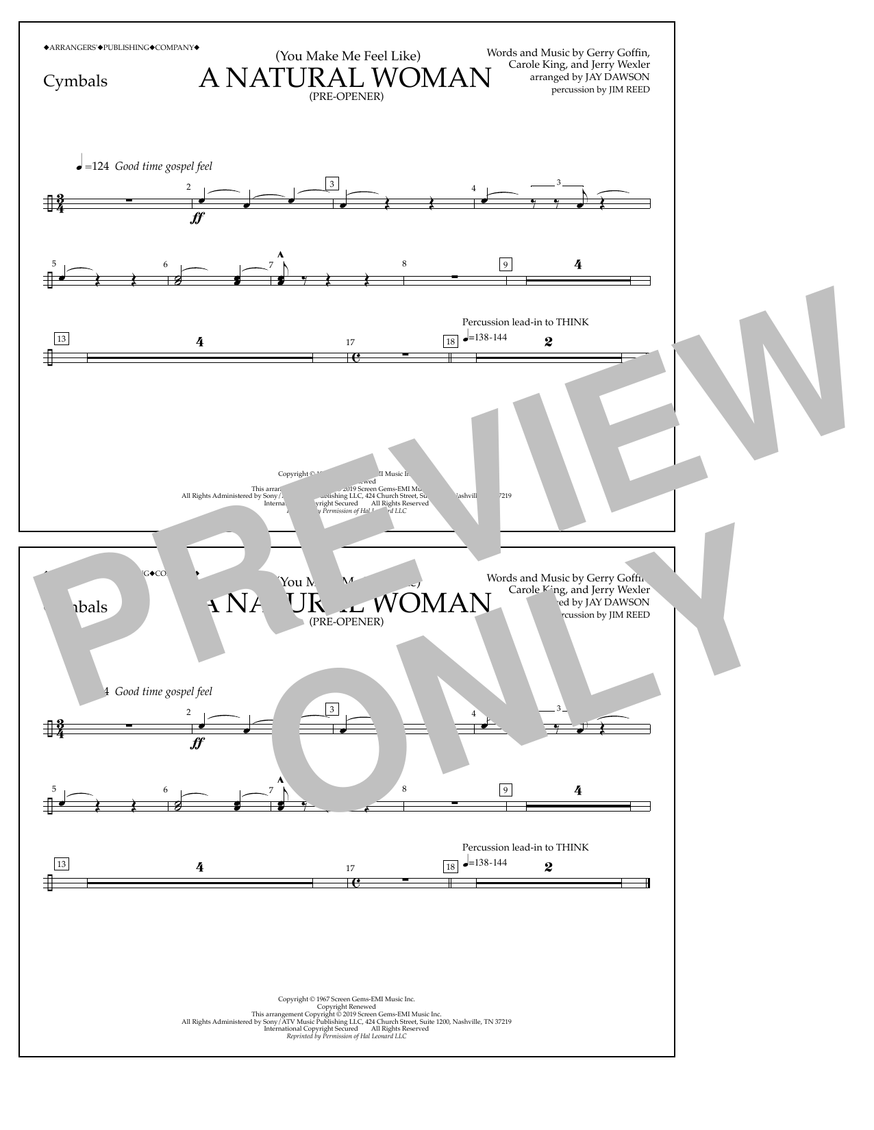 Product picture to: (You Make Me Feel Like) A Natural Woman (Pre-Opener) (arr. Jay Dawson) - Cymbals