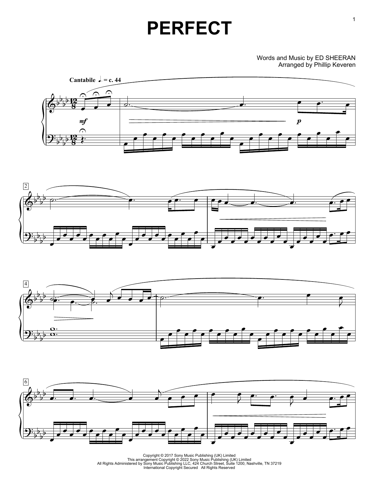 Produktbild zu: Perfect (arr. Phillip Keveren)
