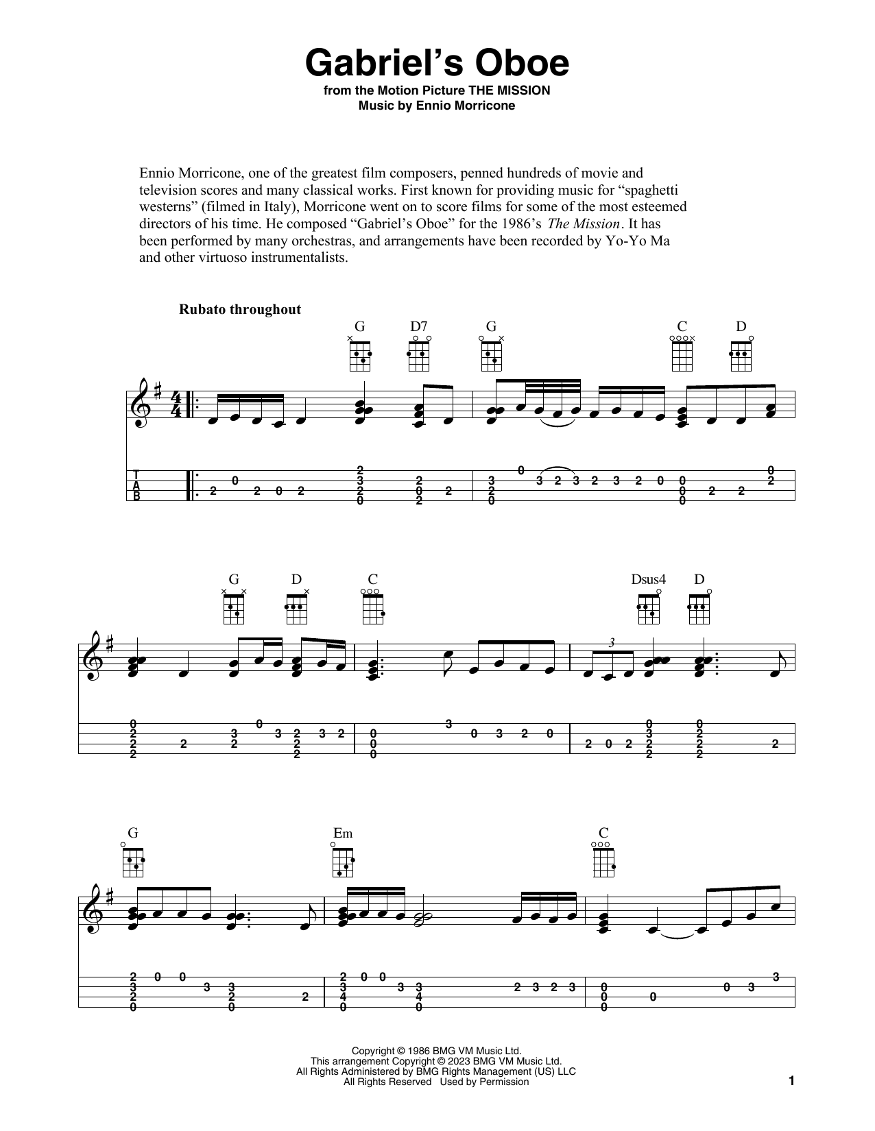 Product gallery: Page 1 of 1 Gabriel's Oboe (from The Mission), Ennio Morricone