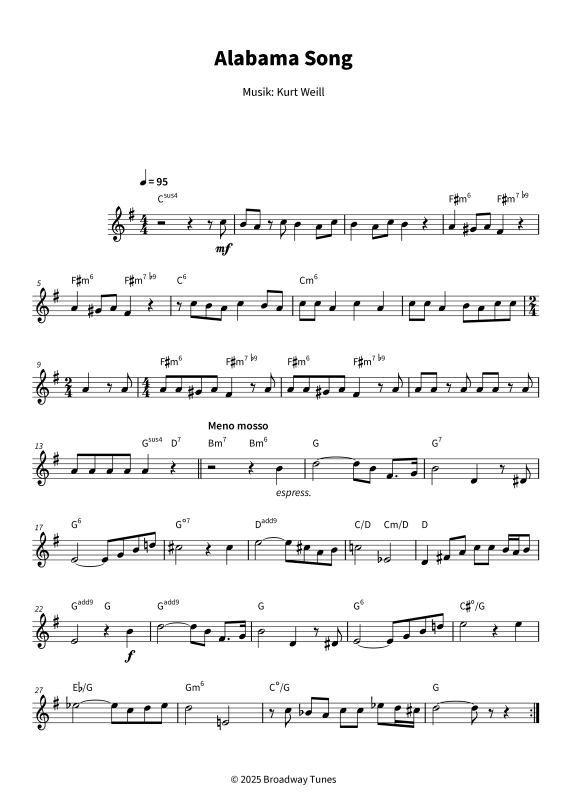 gallery: Alabama Song, , (Alt Saxophon Solo & Akkorde - Leadsheet)
