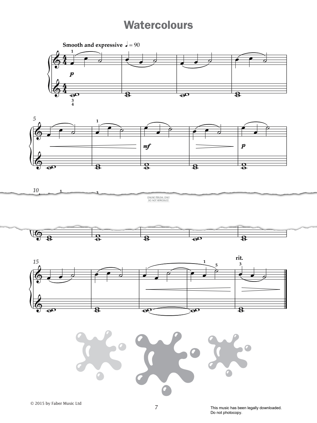 Product gallery: Page 1 of 1 Watercolours (from 'Improve Your Sight-Reading! A Piece a Week Piano Grade 2'), Paul Harris