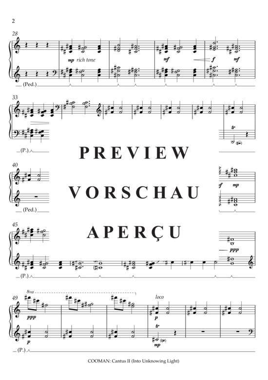 Product gallery: Page 5 of 7 Cantus II (Into Unknowing Light) , , Piano Solo