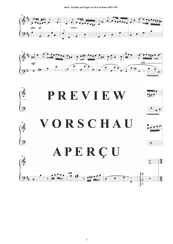 Product gallery: Page 4 of 8 Prelude and Fugue No. 24 in B minor BWV 893, , Solo Piano