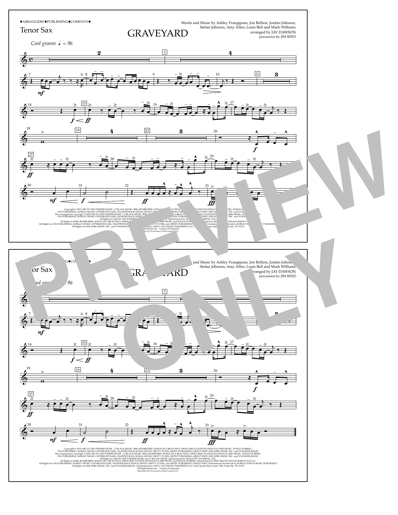 Produktbild zu: Graveyard (arr. Jay Dawson) - Tenor Sax