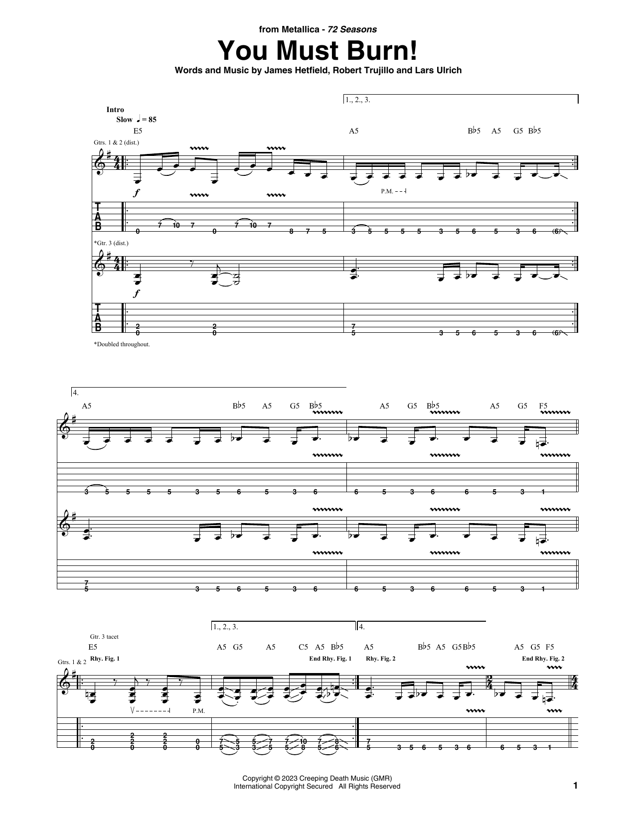 Produktgalerie: Seite 1 von 1 You Must Burn!, Metallica, Gitarre