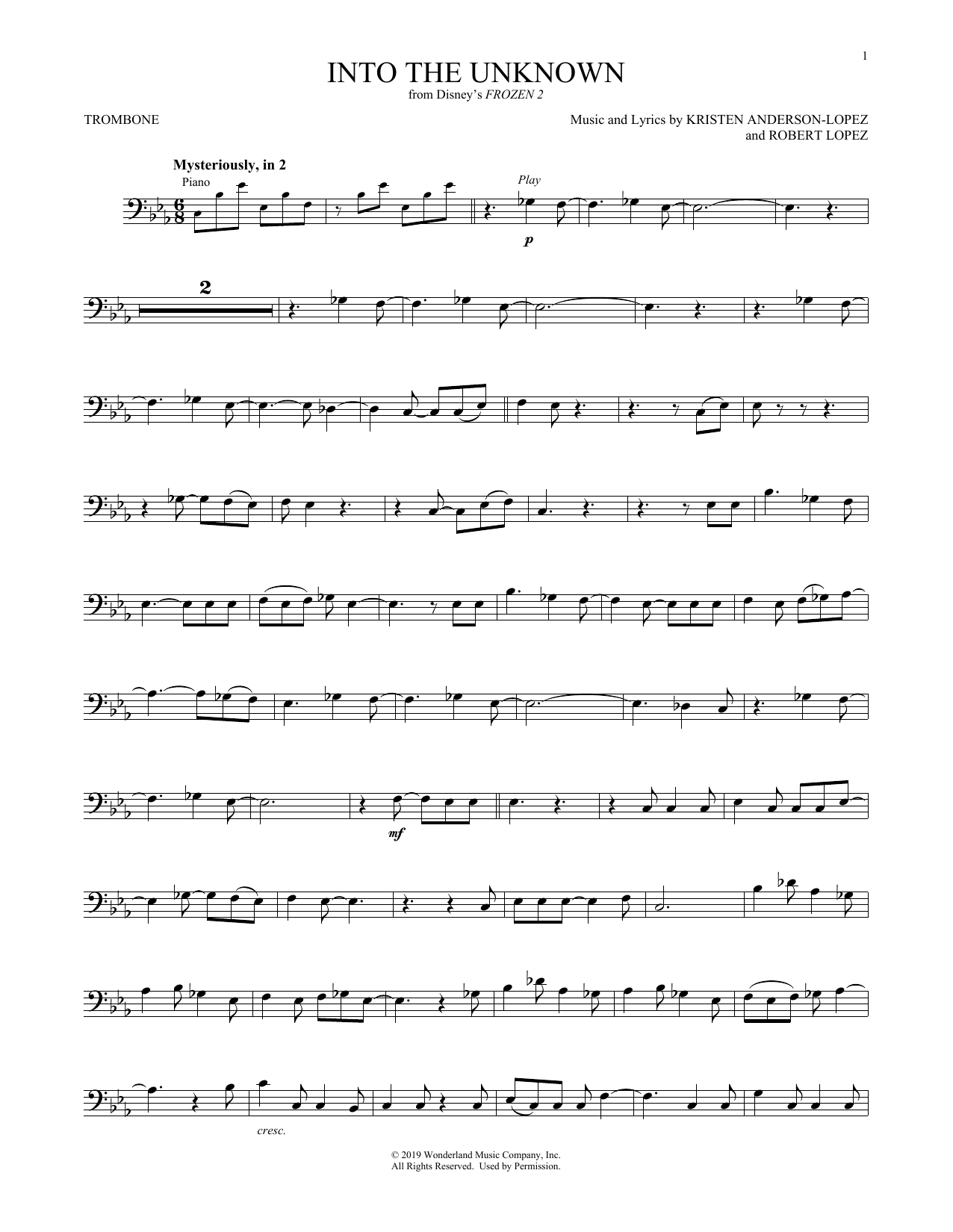 Product gallery: Page 1 of 1 Into The Unknown (from Disney's Frozen 2), Idina Menzel and AURORA