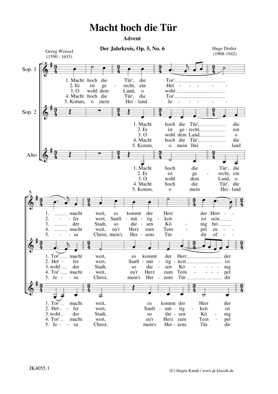gallery: Macht hoch die Tür (Der Jahrkreis, Op. 5, No. 6), , (Frauenchor SSA)