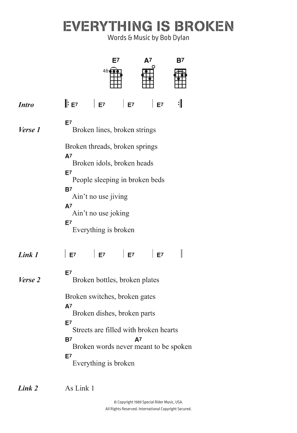Produktgalerie: Seite 1 von 1 Everything Is Broken, Bob Dylan, Gesang, Gitarre, Klavier