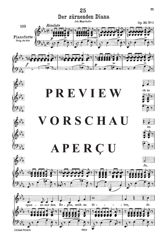 Product gallery: Page 2 of 12 Der zürnenden Diana D.707, , Low Voice and Piano