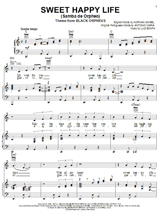Product gallery: Page 1 of 1 Sweet Happy Life (Samba de Orpheo), Norman Gimbel