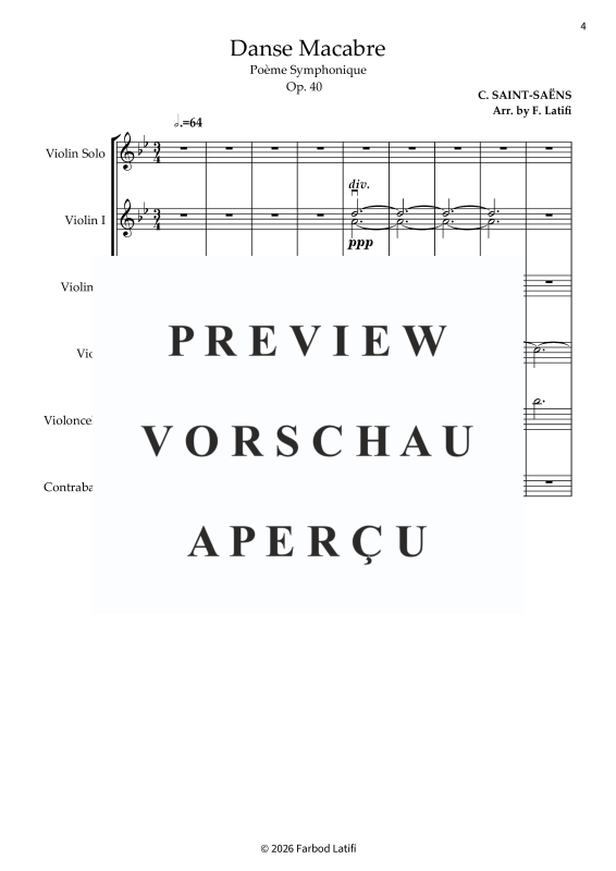 Product gallery: Page 6 of 11 Danse macabre, Op. 40 - For advanced youth and amateur orchestras, , Solo Violin and String Orchestra