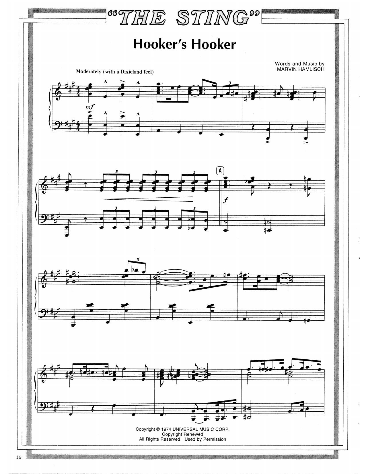 Produktgalerie: Seite 1 von 1 Hooker's Hooker (from The Sting), Scott Joplin, Klavier