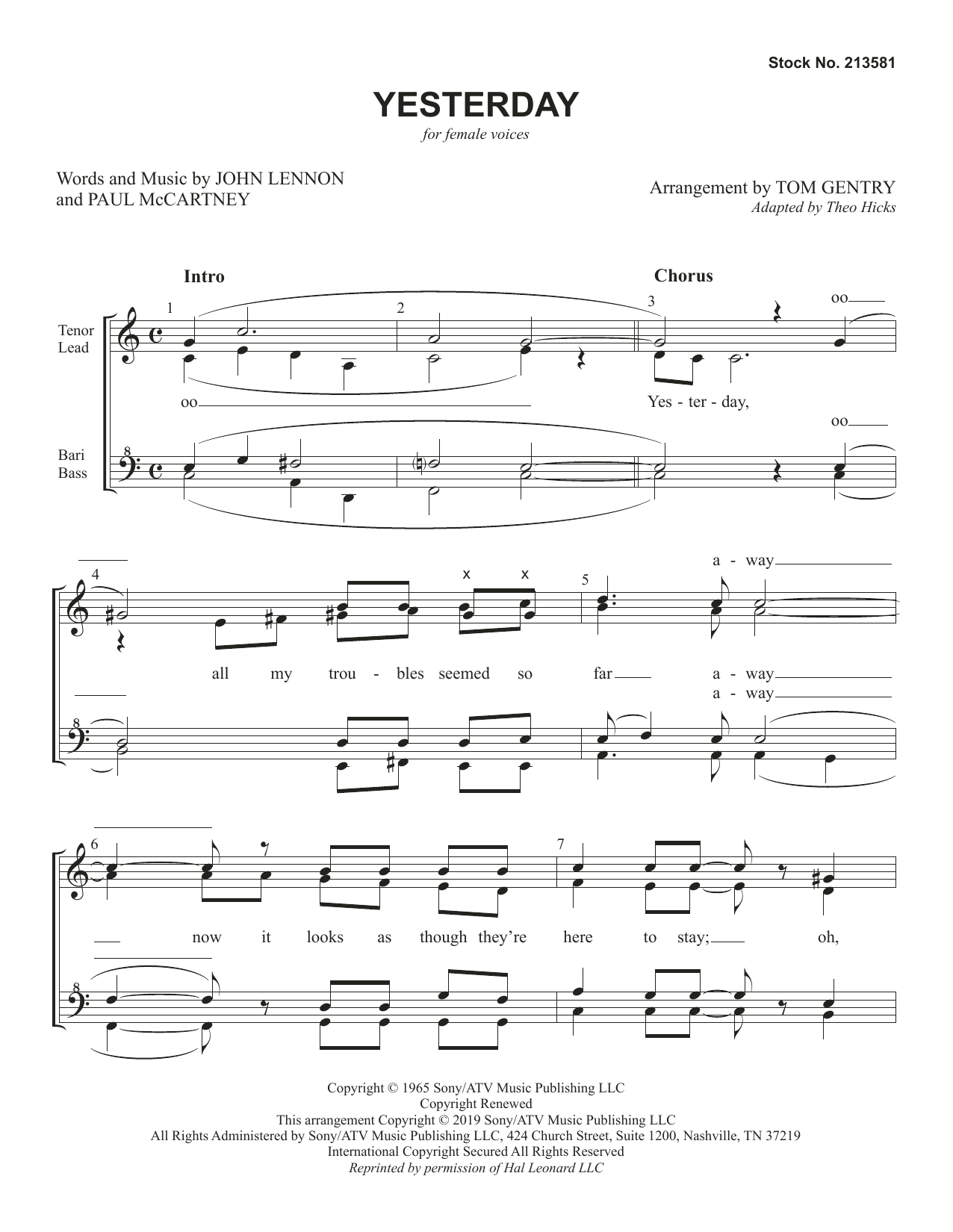 Produktgalerie: Seite 1 von 1 Yesterday (arr. Tom Gentry), The Beatles, Chor