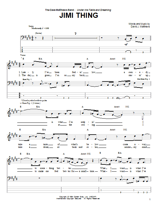 Produktgalerie: Seite 1 von 1 Jimi Thing, Dave Matthews Band, E-Bass