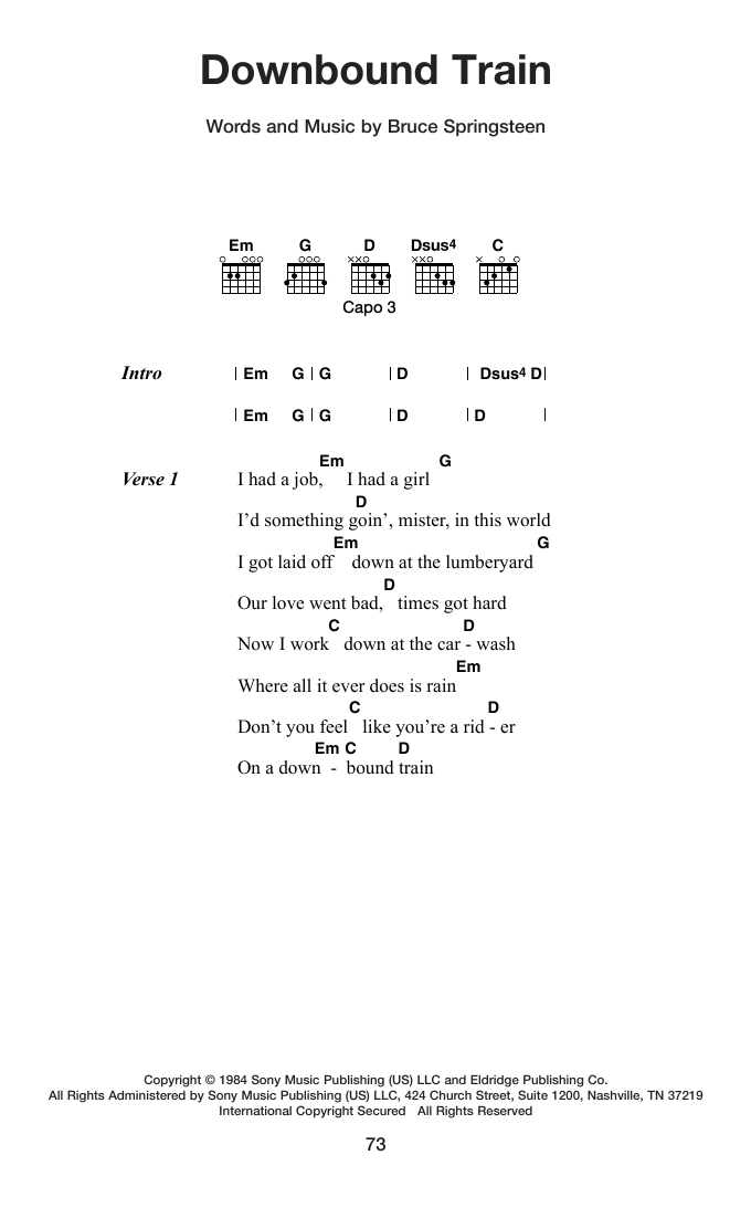 Produktgalerie: Seite 1 von 1 Downbound Train, Bruce Springsteen, Gitarre