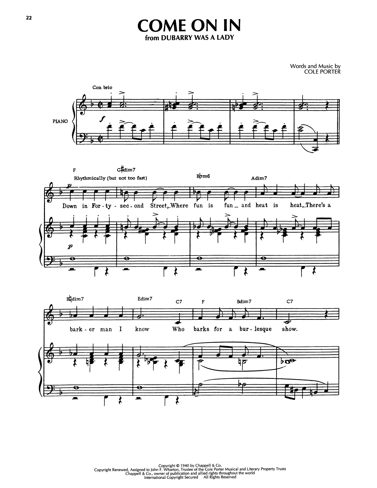 Produktgalerie: Seite 1 von 1 Come On In (from Kiss Me, Kate), Cole Porter, Gesang, Gitarre, Klavier