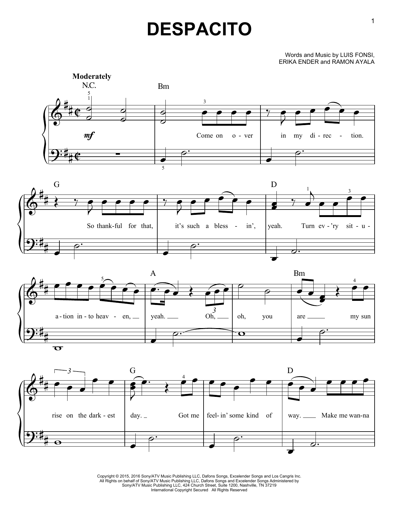 Produktgalerie: Seite 1 von 1 Despacito, Luis Fonsi & Daddy Yankee feat. Justin Bieber, Klavier