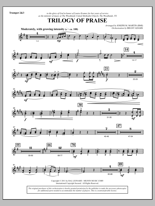 Produktbild zu: Trilogy Of Praise - Bb Trumpet 2,3