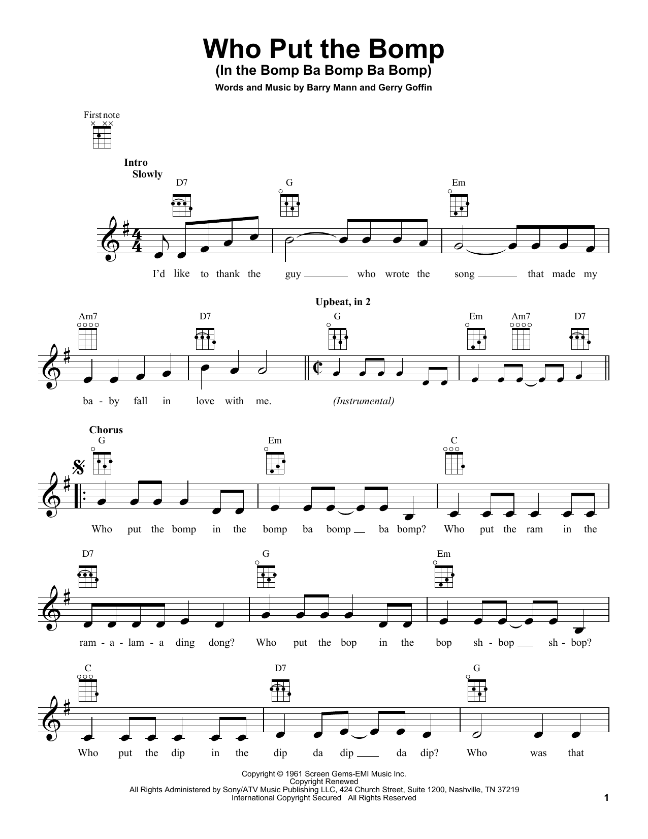 Product gallery: Page 1 of 1 Who Put The Bomp (In The Bomp Ba Bomp Ba Bomp), Barry Mann