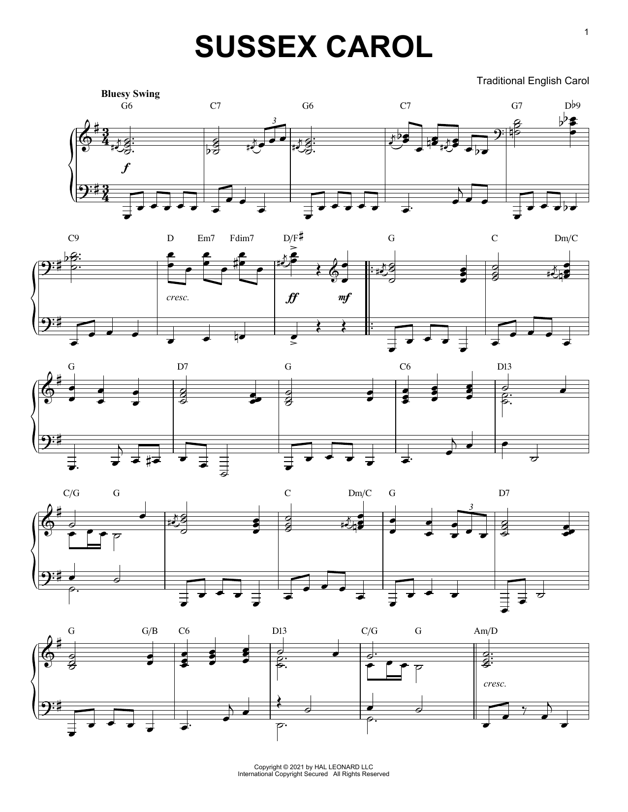 Product picture to: Sussex Carol [Jazz version] (arr. Brent Edstrom)