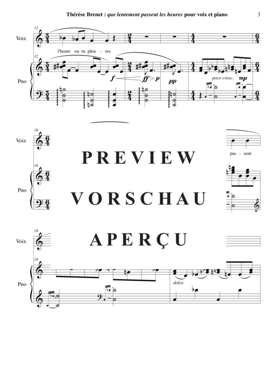 Product gallery: Page 4 of 5 Que Lentement Passent les Heures , , (voice + piano)