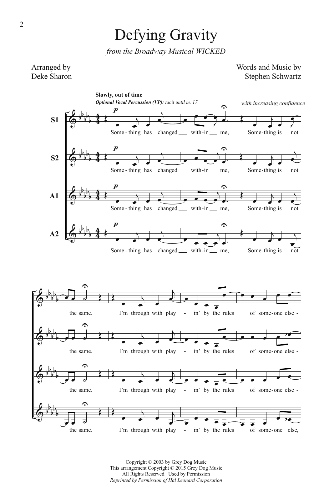 Produktgalerie: Seite 1 von 1 Defying Gravity (from Wicked) (arr. Deke Sharon), Stephen Schwartz, Chor