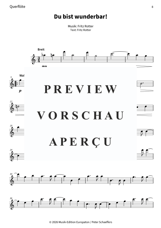 Produktgalerie: Seite 10 von 11 Du bist wunderbar! - Der herzlichste Knef-Song für dein Holzbläserquartett, , Holzbläser Quartett