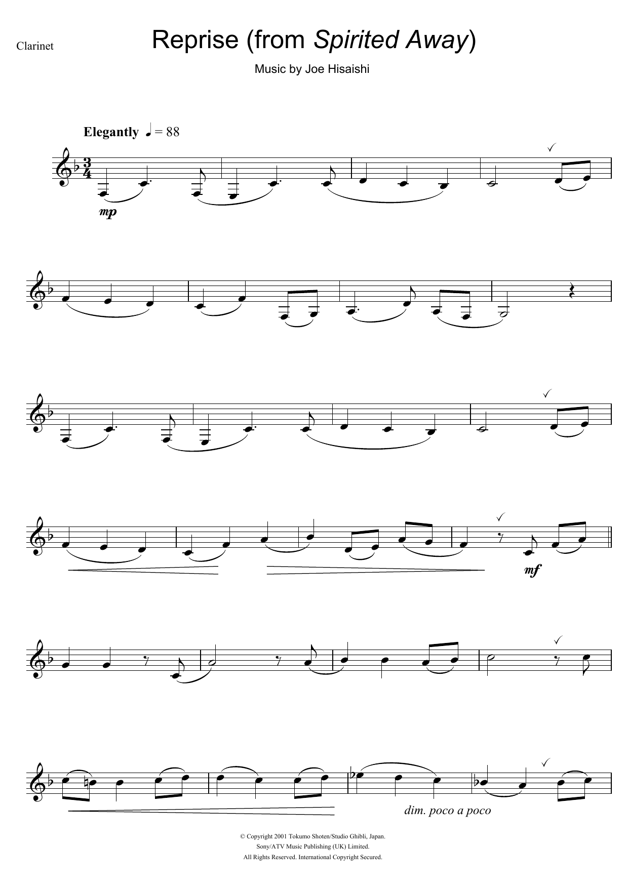 Product gallery: Page 1 of 1 Reprise ... (from Spirited Away), Joe Hisaishi