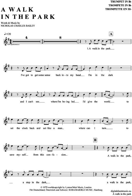 Produktgalerie: Seite 1 von 4 A walk in the park , Nick Straker Band, Trompete in B
