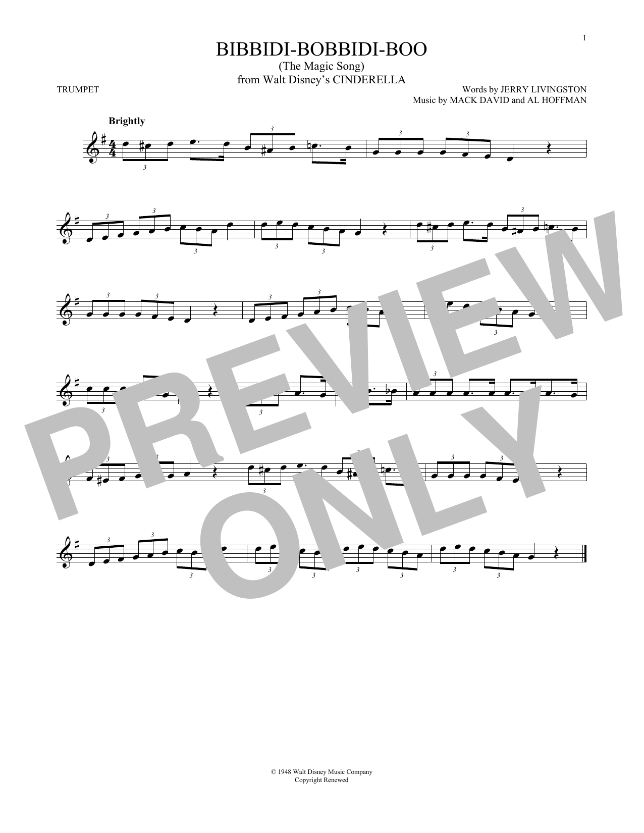 Produktgalerie: Seite 1 von 1 Bibbidi-Bobbidi-Boo (The Magic Song) (from Cinderella), Verna Felton, Trompete