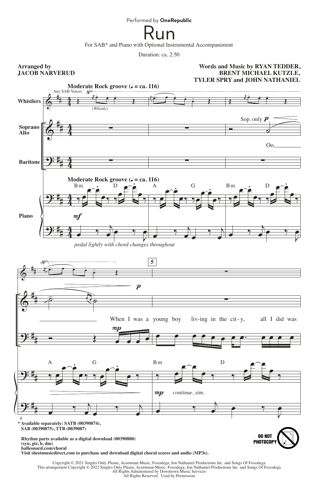 Product picture to: Run (arr. Jacob Narverud)