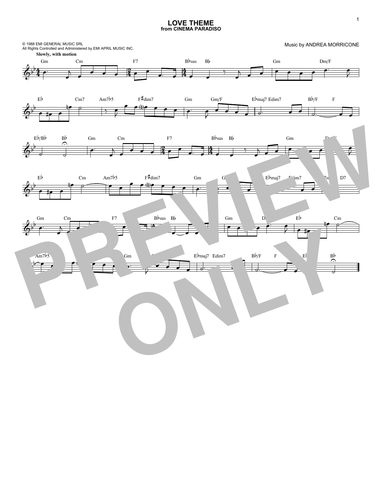 Produktbild zu: Love Theme (Tema D'Amore)