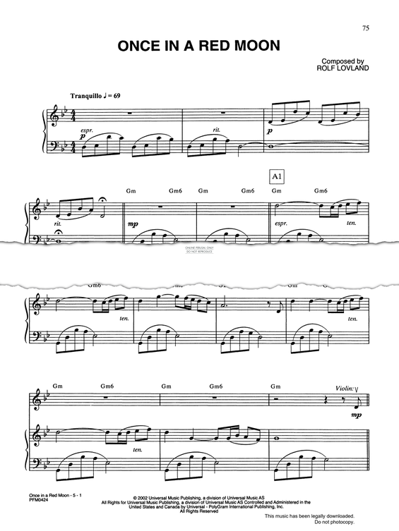 Produktgalerie: Seite 1 von 1 Once In A Red Moon, Rolf Lovland, Klavier, Violine