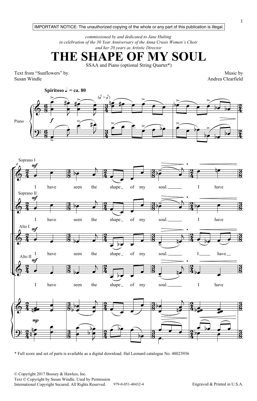 Produktgalerie: Seite 1 von 1 The Shape Of My Soul, Andrea Clearfield, Chor