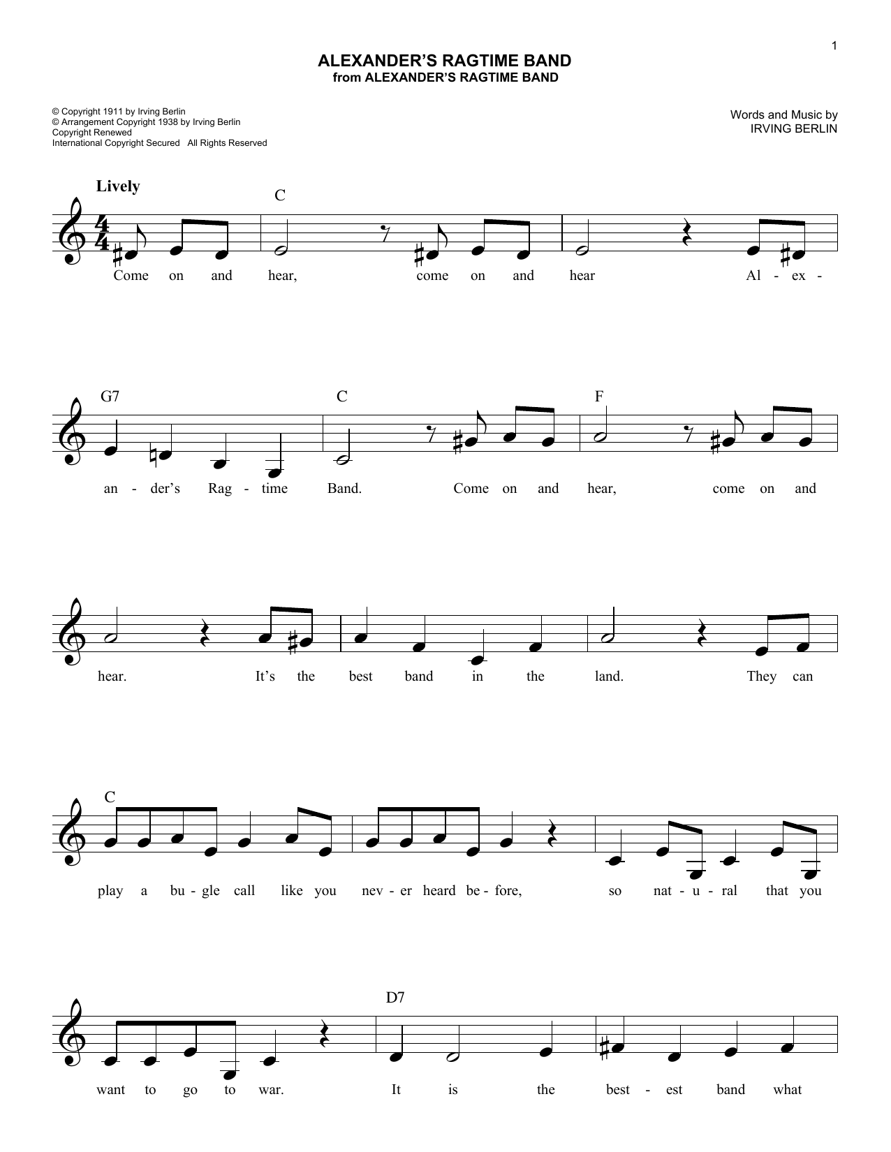 Product picture to: Alexander's Ragtime Band